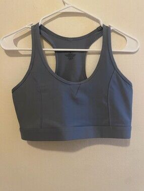 SUMMERSALT The Midi Sports Bra Back Pocket 10 crop top EUC Gray Blue